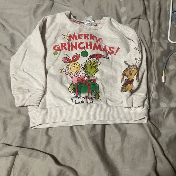 Kids 'Merry Grinchmas' Holiday Sweatshirt - Beige - Picture 1 of 5